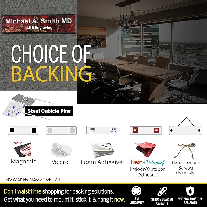 Door Name Plate Personalized for Office White Plastic Name Plate Black Letters - Made in USA 2x4 B16