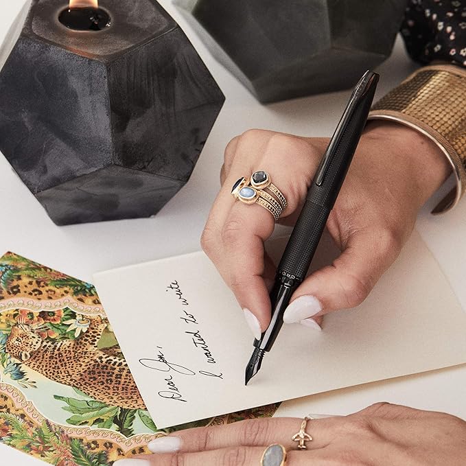 Cross ATX Refillable Fountain Presented in a Luxury Gift Box - Medium Point, Black Ink, Basalt Black