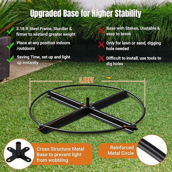 Yescom Vast-Starry 12ft Giant-Sized LED Cone Tree Christmas Light with Star 1120 Solar Lighting 8 Model Outdoor Yard Shopping Mall Cafe Restaurant Store Bar Deck Event Holiday Decoration Multi-Color