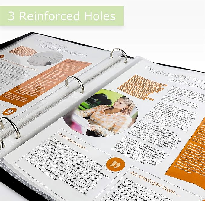 Office Werks 100 Clear Sheet Protectors, 8.5x11 Inch for 3 Ring Binder, Plastic Sheet Sleeves, Top Loading Paper Protector with Reinforced Holes, Archival Safe for Documents and Photos