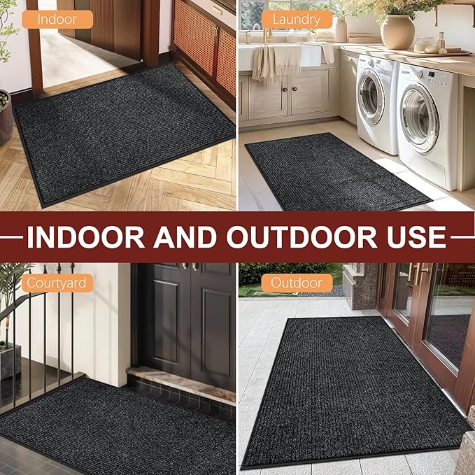 Vicwe Indoor Outdoor Door Mat,4'x8' Heavy Duty Front Door Mat, Non-Slip Washable Doormats Entrance Mats, Dirt Resistant and Absorbent Doormat, Commercial Outdoor Entrance Floor Mat for Home Office