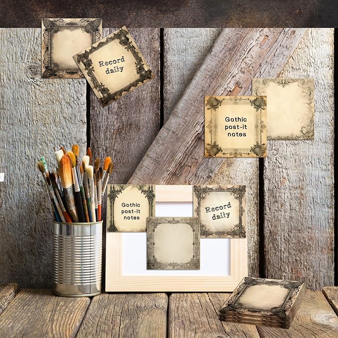 9 Pieces Halloween Gothic Sticky Notes Self-Adhesive Gothic Style Design Note Pads Gothic Style Sticky Memo Notes for School Office Home Supplies Students Teachers Gift