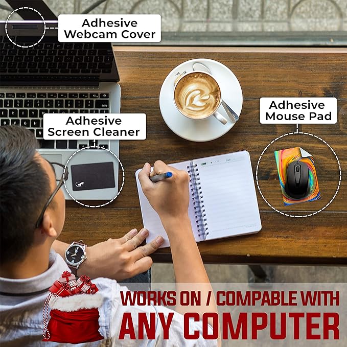 Mouse Pad Adhesive Bottom - Sticks to Any Surface - Portable - Webcam Covers and Screen Cleaner Included (Cat Paw)