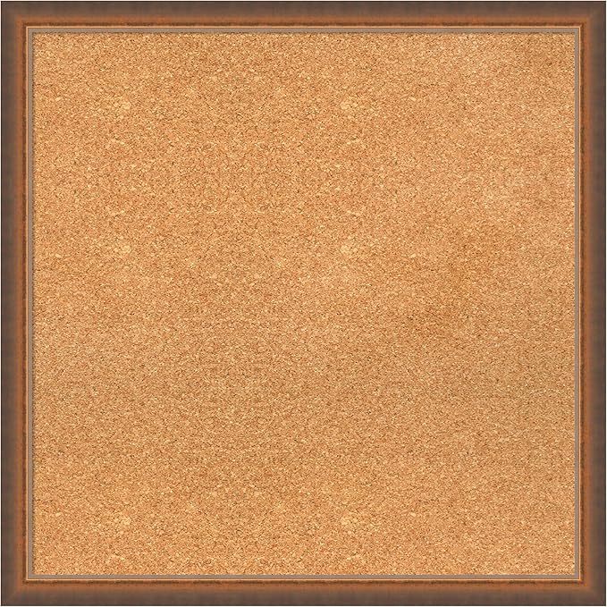 Amanti Art Natural Cork Board for Wall, 26x26 Vision Board with Bronze Frame, Medium Corkboard Office Decor for Home Organization, Modern Corkboard Pinboard to Display Items for Home Organization in
