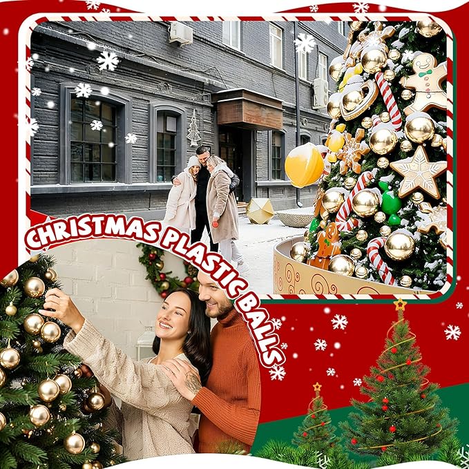 40 Pcs Christmas Ball Ornaments 4 Inch UV Resistant and Waterproof Shatterproof Shiny Plastic Christmas Tree Hanging Ornaments Decoration for Indoor Outdoor Holiday Party(Champagne Gold)