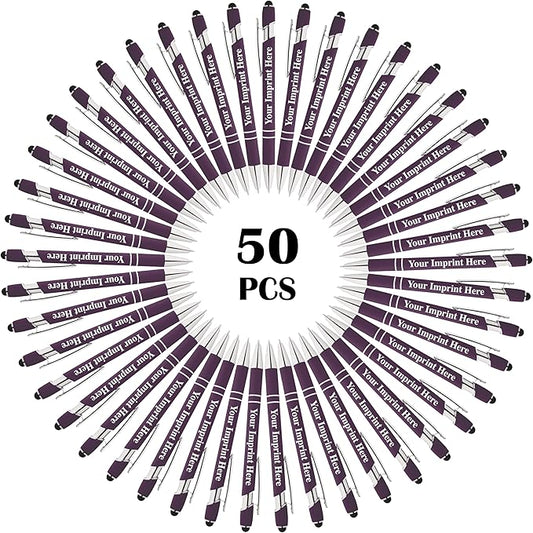 Up to 500 Pcs Custom Pens Bulk | Rainbow of Colors | Soft-Touch Metal Black Ink Personalized with Name or Message (Purple, 50 pcs)