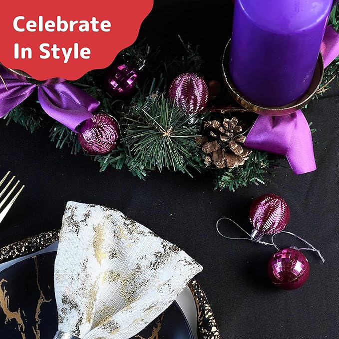 Prextex 36-Pieces Fuchsia Pink Christmas Ornaments Set - Shatterproof, Festive Christmas Balls Decorations in 3 Sizes and 6 Styles with Hanging Loops for Tree, Wreath, and Dazzling Holiday Party Decor