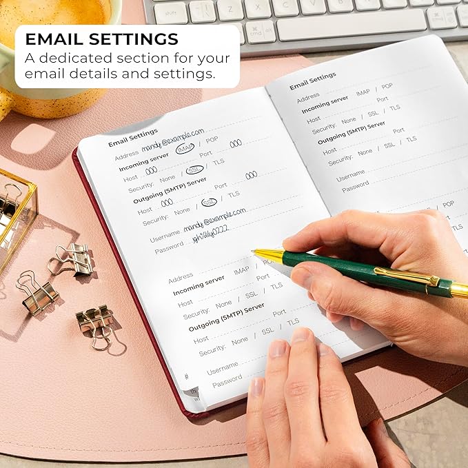 Clever Fox Password Book with alphabetical tabs. Internet Address Organizer Logbook. Medium Password Keeper for Website Logins (Wine Red)