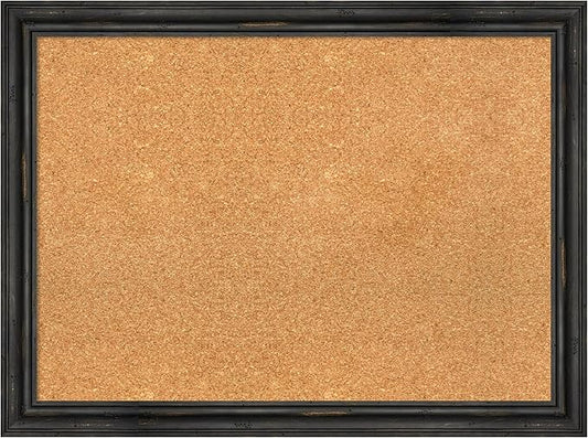 Amanti Art Natural Cork Board for Wall, 23x31 Vision Board with Black Wood Frame, Medium Corkboard Office Decor for Home Organization, Rustic Farmhouse Corkboard Pinboard to display items for home