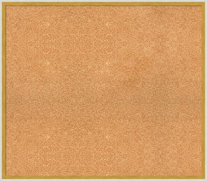 Amanti Art Natural Cork Board for Wall, 27x31 Vision Board with White Frame, Large Corkboard Office Decor for Home Organization, Modern Corkboard Pinboard to Display Items for Home Organization in