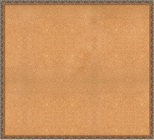 Amanti Art Natural Cork Board for Wall, 38x42 Vision Board with Bronze Frame, Oversize Corkboard Office Decor for Home Organization, Traditional Corkboard Pinboard to Display Items for Home