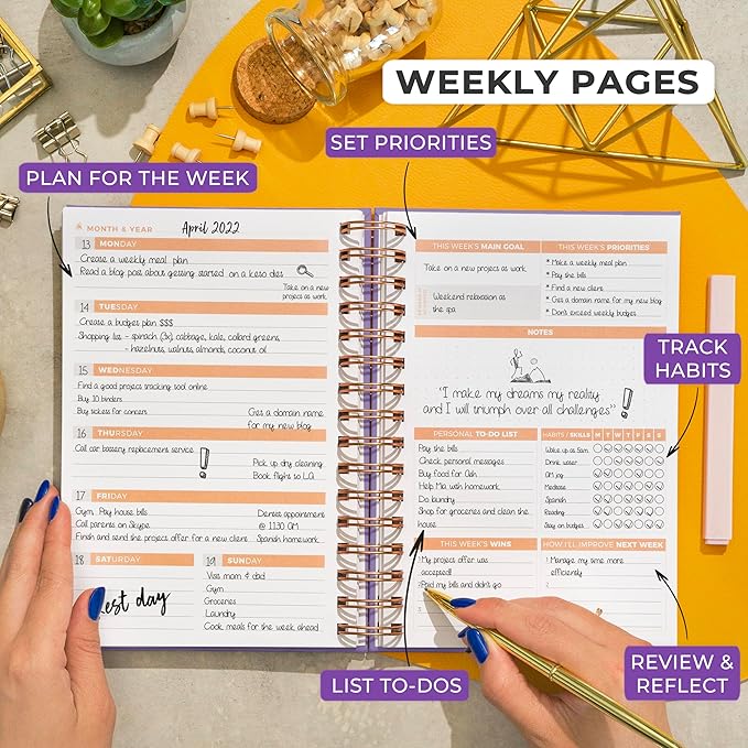 Clever Fox Planner 2nd Edition Spiral – Colorful Weekly & Monthly Goal Planner, Time Management & Productivity Organizer, Undated (Lavender)