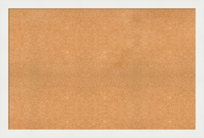 Amanti Art Natural Cork Board for Wall, 33x49 Vision Board with White Frame, Oversize Corkboard Office Decor for Home Organization, Casual Corkboard Pinboard to Display Items for Home Organization in