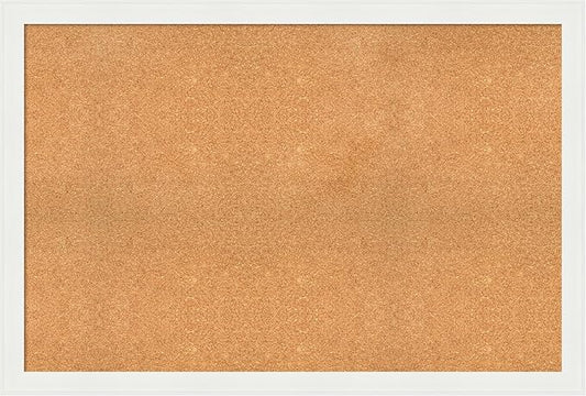 Amanti Art Natural Cork Board for Wall, 33x49 Vision Board with White Frame, Oversize Corkboard Office Decor for Home Organization, Casual Corkboard Pinboard to Display Items for Home Organization in