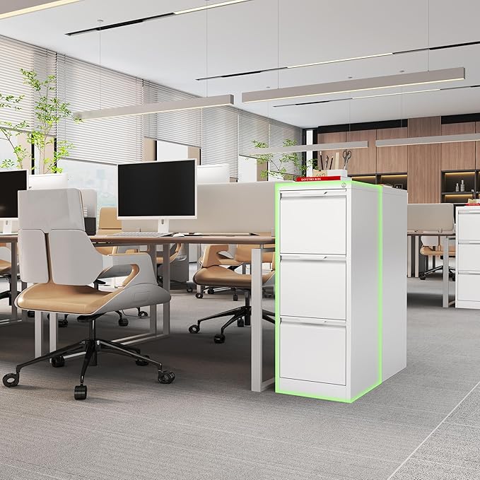 3-Drawer File Cabinet with Lock,Metal Vertical Filing Cabinets for Home Office,Under Desk File Cabinets for Letter/Legal/A4 Size Files,Assembly Required