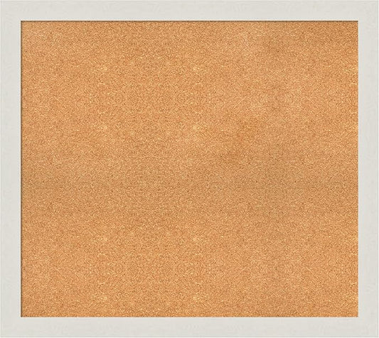 Amanti Art Natural Cork Board for Wall, 33x37 Vision Board with White Frame, Large Corkboard Office Decor for Home Organization, Country Rustic Corkboard Pinboard to Display Items for Home