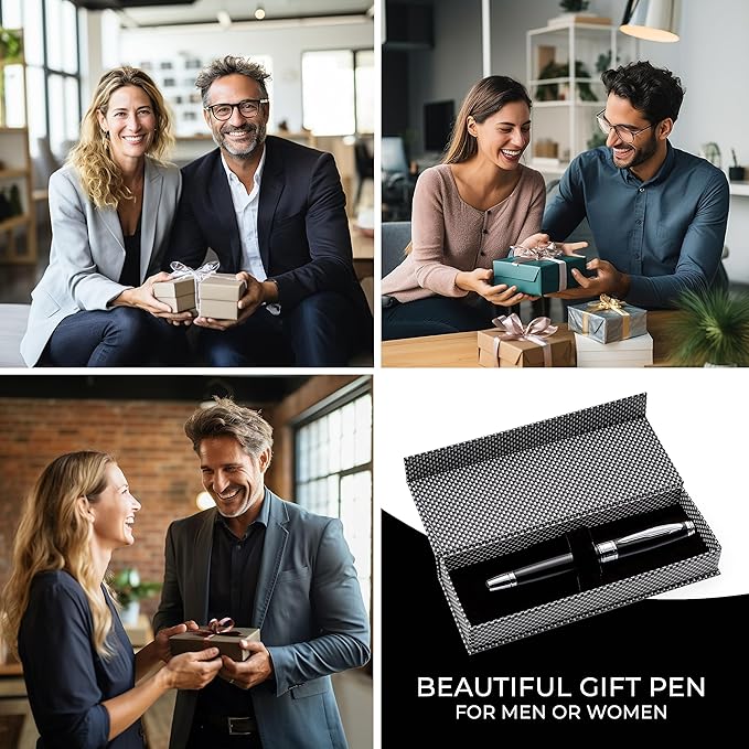 ZenZoi Executive Rollerball - Elegant Black Fine Point Smooth Writing Gel Ink. Luxury Pen for Men, Women. Refillable, Business, High-End Gift Set