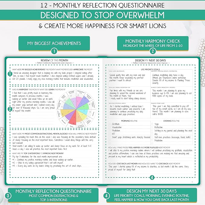 Hourly Planner - Undated Daily, Weekly & Monthly Planner with Budget Section | A 12 Month Journey to Increase Productivity & Happiness | Life Organizer & Gratitude Journal - Horizontal Format