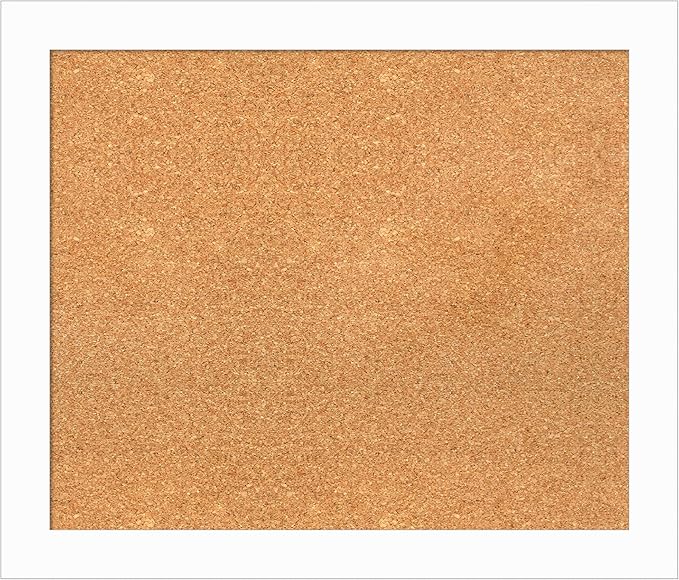 Amanti Art Natural Cork Board for Wall, 23x27 Vision Board with White Frame, Medium Corkboard Office Decor for Home Organization, Casual Corkboard Pinboard to Display Items for Home Organization in