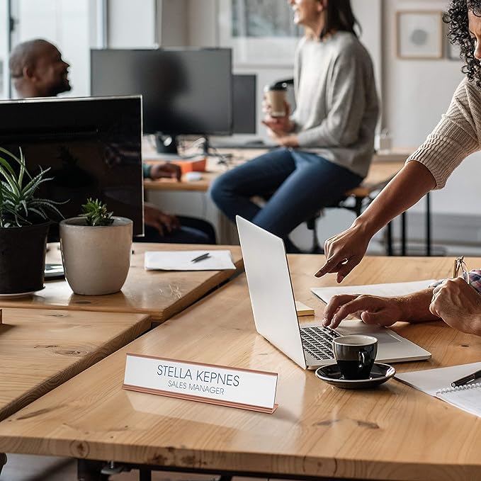 Providence Engraving Personalized Desk Name Plates - Custom Office Wall or Desk Name Plates With Aluminum Holder With Two Lines of Laser Engraved Text, 2" x 10"