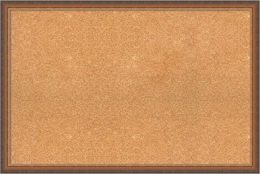 Amanti Art Natural Cork Board for Wall, 24x36 Vision Board with Bronze Frame, Large Corkboard Office Decor for Home Organization, Modern Corkboard Pinboard to Display Items for Home Organization in