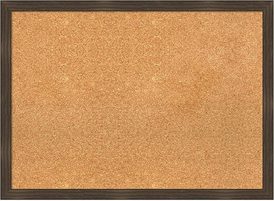 Amanti Art Natural Cork Board for Wall, 22x30 Vision Board with Brown Wood Frame, Medium Corkboard Office Decor for Home Organization, Casual Corkboard Pinboard to display items for home organization