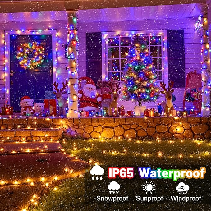 100FT 300 LED Color Changing Christmas Lights, Warm White & Multicolor Christmas Tree Lights with Remote, Waterproof Connectable String Light Outdoor Indoor for Party Garden Xmas Tree Decorations