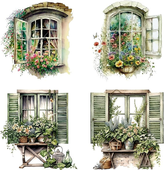 XERE 80 Pcs Picturesque Windows Four Seasons Sticker Book for Journaling Notebooks, Sketchbook, Bookmark Making, Junk Journal, Budget Planner, Scrapbook Art Supplies Stickers