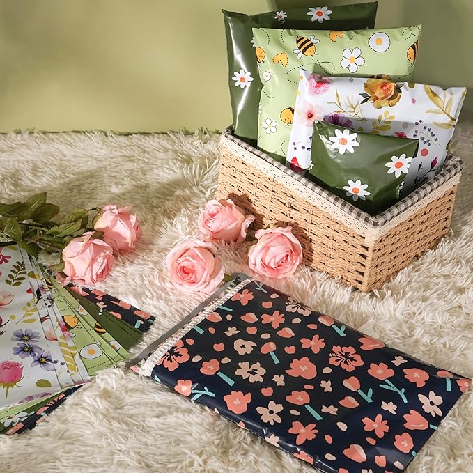 Poly Mailers-10x13 Inch Variety Pack of 100，25pcs Each Print ，Strong Adhesive Shipping Bags for Clothing, Waterproof and Tear Proof Mailing Envelopes - Mixed Print