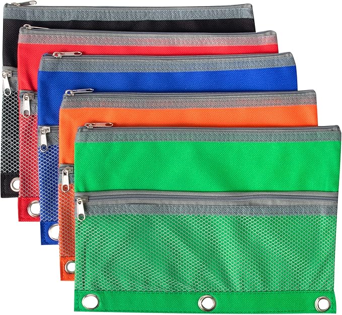 Pencil Case Pouch Bulk 100 Pack of School, Classroom, Teacher, Office Supplies | Pencil Bag Pouch for 3 Ring Binder with Mesh Pocket Window and Zipper | Binder Pencil Pouches for School, Office Budget