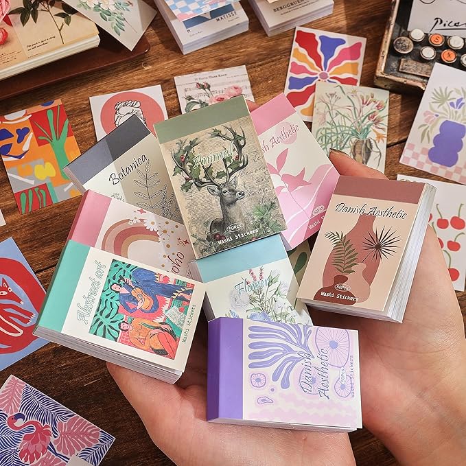 12 Sets 600 Sheets Washi Stickers for Journaling, Boho, Abstract, Vintage Scrapbook Sticker Set for Bullet Journal Art Diary Card Craft Gifts Planner Notebook