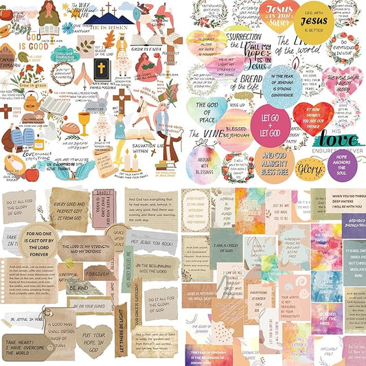 300+ Inspirational Christian Stickers, Waterproof Bible Verse Jesus Stickers for Water Bottles Laptop Scrapbook Journaling Planner, Bible Study Vision Board Supplies Christian Easter Gifts for Women
