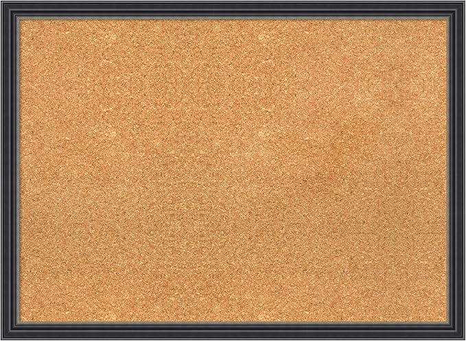 Amanti Art Natural Cork Board for Wall, 22x30 Vision Board with Black Wood Frame, Medium Corkboard Office Decor for Home Organization, Traditional Corkboard Pinboard to display items for home