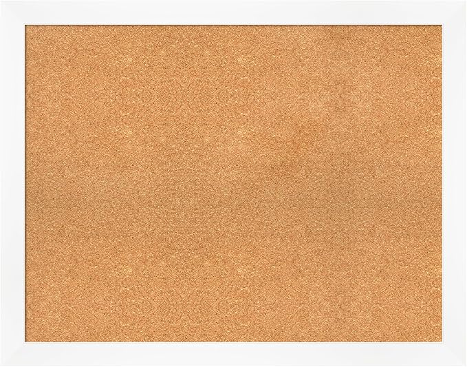 Amanti Art Natural Cork Board for Wall, 29x37 Vision Board with White Frame, Large Corkboard Office Decor for Home Organization, Modern Corkboard Pinboard to Display Items for Home Organization in