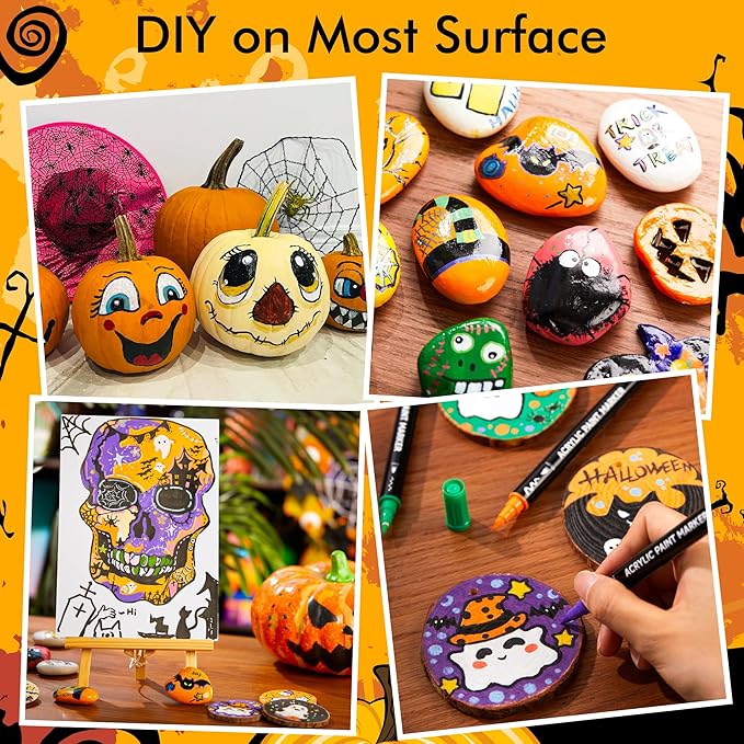 Shuttle Art 36 Colors Dual Tip Acrylic Paint Markers, Brush and Fine Tip for Rock Painting, Ceramic, Wood, Canvas, Plastic, Glass, Stone, Calligraphy, Card Making, DIY Crafts