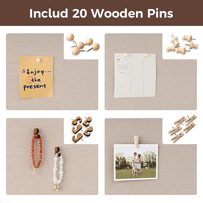 Fun Memories Cork Board Bulletin Board for Office, 20" x 30" Pine Wooden Framed Corkboard, Wall Mounted Notice Pin Board for School Home & Office, Black