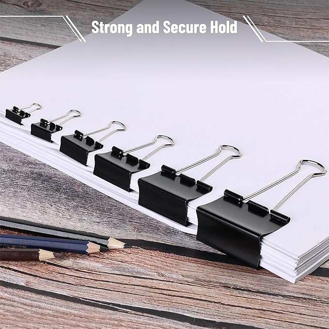 Mr. Pen- Binder Clips, 120 Pcs, Assorted Sizes, Black, Medium, Small, Office Supplies, Paper Clips