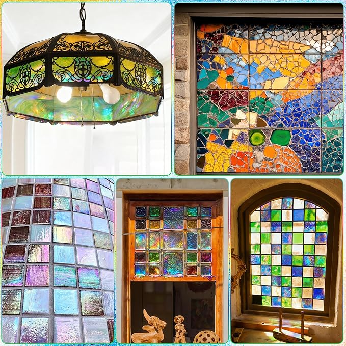 36 Sheets Opaque Stained Glass Bulk Variety Pack, 4 x 6 Inch Mosaic Glass Tiles for Crafts, Assorted Colors Cathedral Art Glasses Sheets for Stained Glass Making Projects