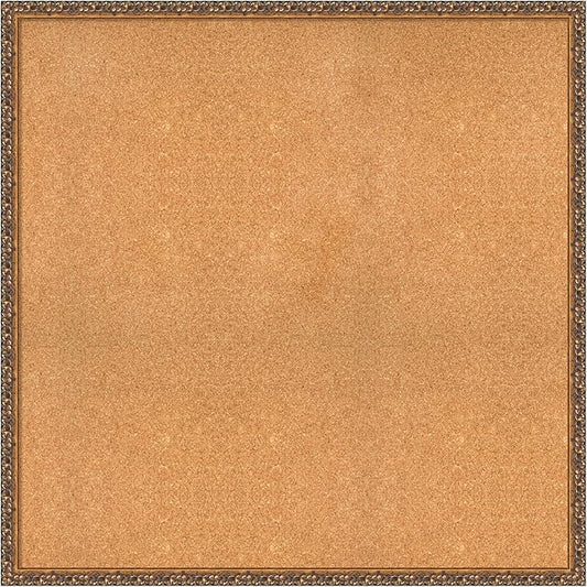 Amanti Art Natural Cork Board for Wall, 38x38 Vision Board with Bronze Frame, Oversize Corkboard Office Decor for Home Organization, Traditional Corkboard Pinboard to Display Items for Home