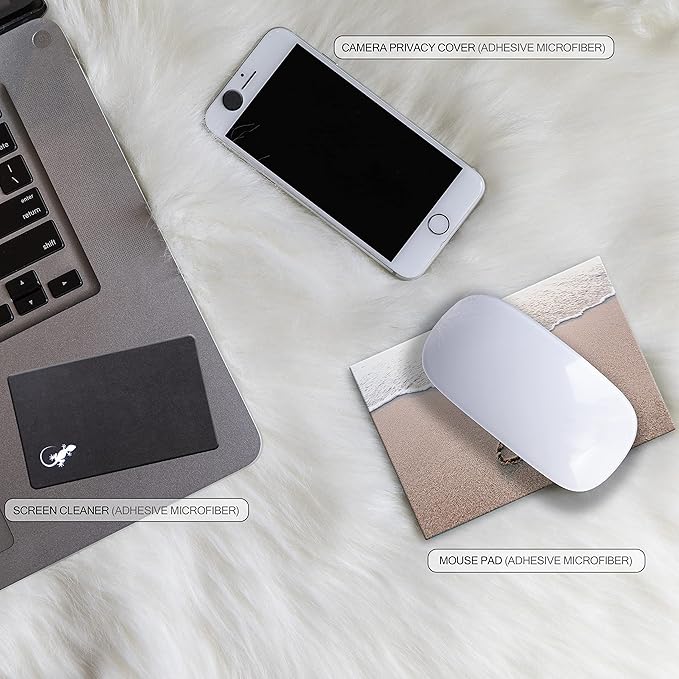 Mouse Pad Adhesive Bottom - Sticks to Any Surface - Portable - Webcam Covers and Screen Cleaner Included (YES You CAN)
