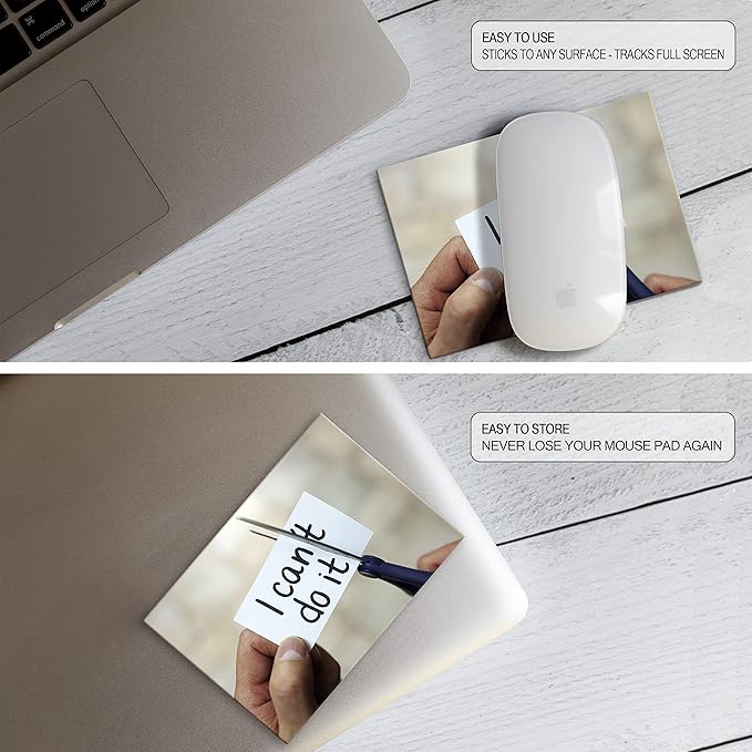 Mouse Pad Adhesive Bottom - Sticks to Any Surface - Portable - Webcam Covers and Screen Cleaner Included (CAN DO IT)