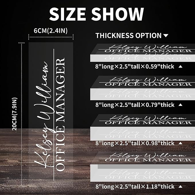 Personalized Name Plate for Desks, Custom Desk Name Plates, Acrylic Name Plate Office Desk Accessories, Personalized Office Gifts for Coworkers Teachers, Employee Appreciation Gifts (Engraved2)