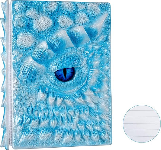 3D Dragon Eye Embossed Journal,Resin Engraving Notebook,Dnd notebook for Dragon Lovers ，Blank Paper,Hardcover Travel Notepad for Writing,Sketchbook,Collection,Gift,Decoration A4 and A5 Size (A5-Ice dragon-Lined)