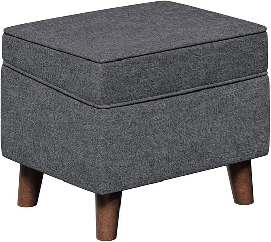 Storage Ottoman with Adjustable Cover, Soft Step Stool, Footrest and Seat, Ottoman Foot Rest for Living Room, Bedroom, Dorm, Light Gray