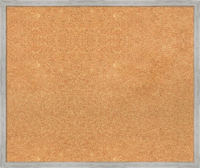 Amanti Art Natural Cork Board for Wall, 21x25 Vision Board with White Frame, Medium Corkboard Office Decor for Home Organization, Cottage Corkboard Pinboard to Display Items for Home Organization in