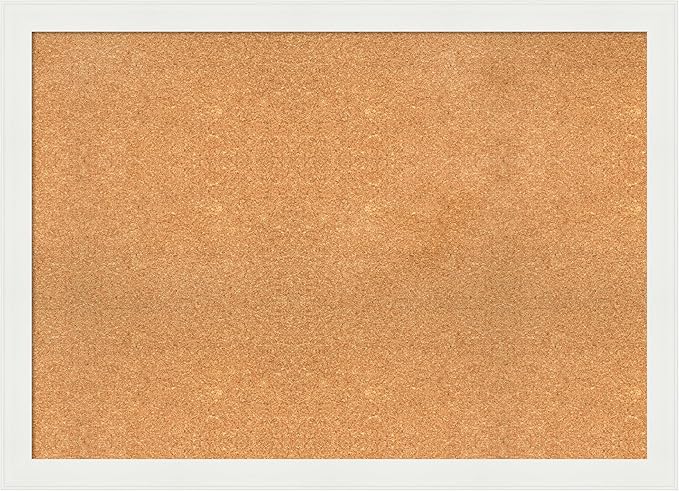 Amanti Art Natural Cork Board for Wall, 31x43 Vision Board with White Frame, X-Large Corkboard Office Decor for Home Organization, Casual Corkboard Pinboard to Display Items for Home Organization in