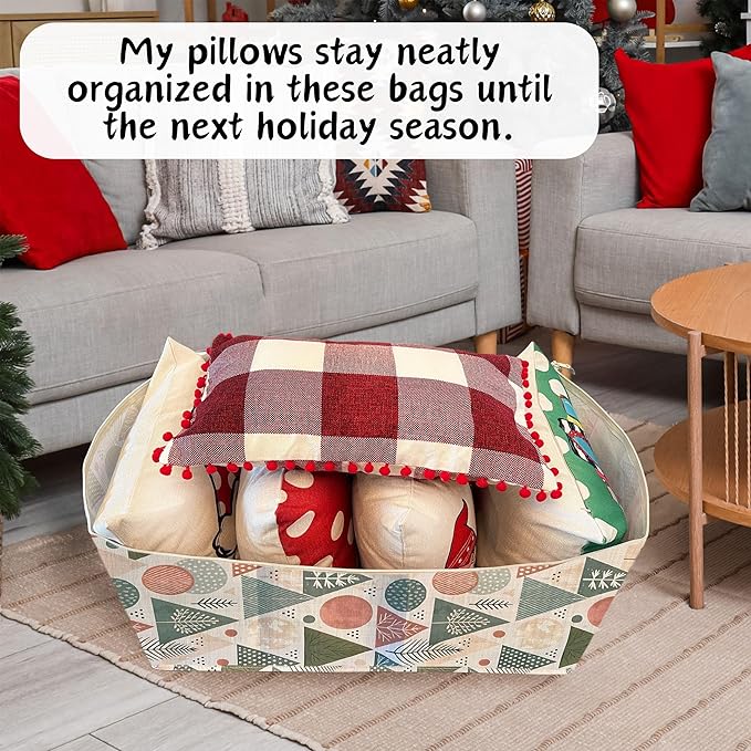 VENO 4 Pack Moving Bags and Large Christmas Decoration Storage Bins with lids. Alternative to Moving Boxes, Packing Supplies for College. Heavy Duty Totes (Pastel Forest, 4 Pack)