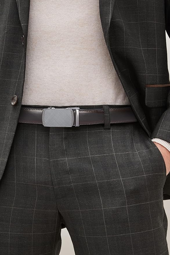 CHAOREN Mens Belt Leather Ratchet Belt - Customizable Fit, Effortless Style (35mm)