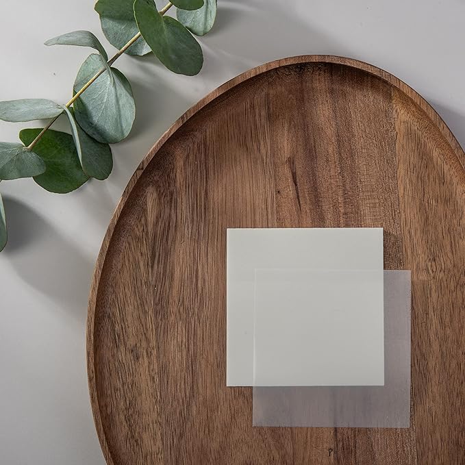 DiverseBee 50 Sheets Pastel Transparent Sticky Notes, 3x3” Clear Sticky Tabs, Translucent Page Flags Book Markers Stickers, Planner Accessories, Bible Journaling Study Office School Supplies (Feather)