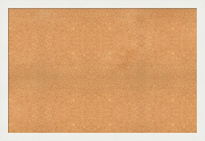 Amanti Art Natural Cork Board for Wall, 35x51 Vision Board with White Frame, Oversize Corkboard Office Decor for Home Organization, Casual Corkboard Pinboard to Display Items for Home Organization in